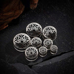 Stainless Steel Papercut Blossom Ear Gauge Tunnels 2Pcs - AKAK BODYJEWELRY - ear - tunnel