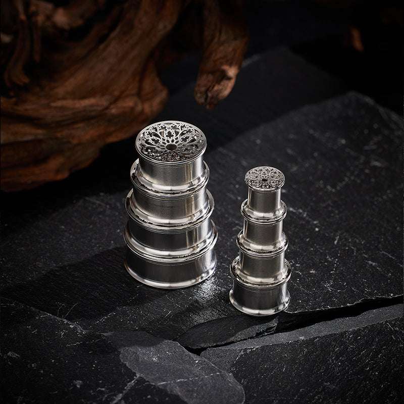 Stainless Steel Papercut Blossom Ear Gauge Tunnels 2Pcs - AKAK BODYJEWELRY - ear - tunnel