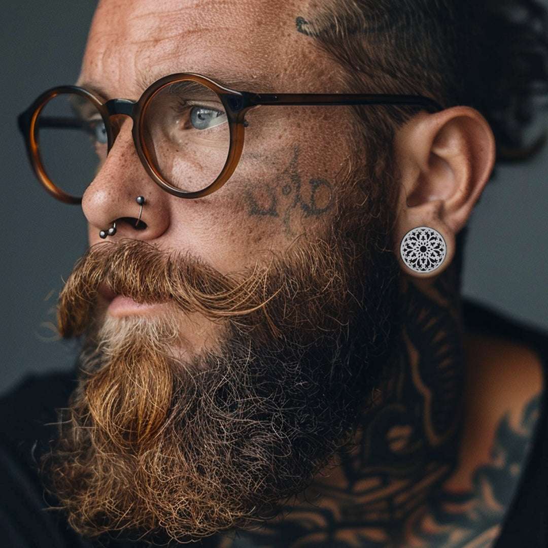 Stainless Steel Papercut Blossom Ear Gauge Tunnels 2Pcs - AKAK BODYJEWELRY - ear - tunnel