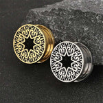 Stainless Steel Pattern Fiore Ear Piercing Ear Gauge Tunnels 2pcs - AKAK BODYJEWELRY - ear - tunnel