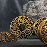 Stainless Steel Pattern Fiore Ear Piercing Ear Gauge Tunnels 2pcs - AKAK BODYJEWELRY - ear - tunnel