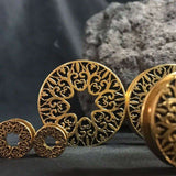 Stainless Steel Pattern Fiore Ear Piercing Ear Gauge Tunnels 2pcs - AKAK BODYJEWELRY - ear - tunnel