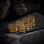 Stainless Steel Spiritual Kaleidoscope Steel Ear Piercing Plugs 2Pcs - AKAK BODYJEWELRY - ear - tunnel