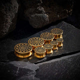 Stainless Steel Spiritual Kaleidoscope Steel Ear Piercing Plugs 2Pcs - AKAK BODYJEWELRY - ear - tunnel