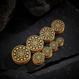 Stainless Steel Spiritual Kaleidoscope Steel Ear Piercing Plugs 2Pcs - AKAK BODYJEWELRY - ear - tunnel