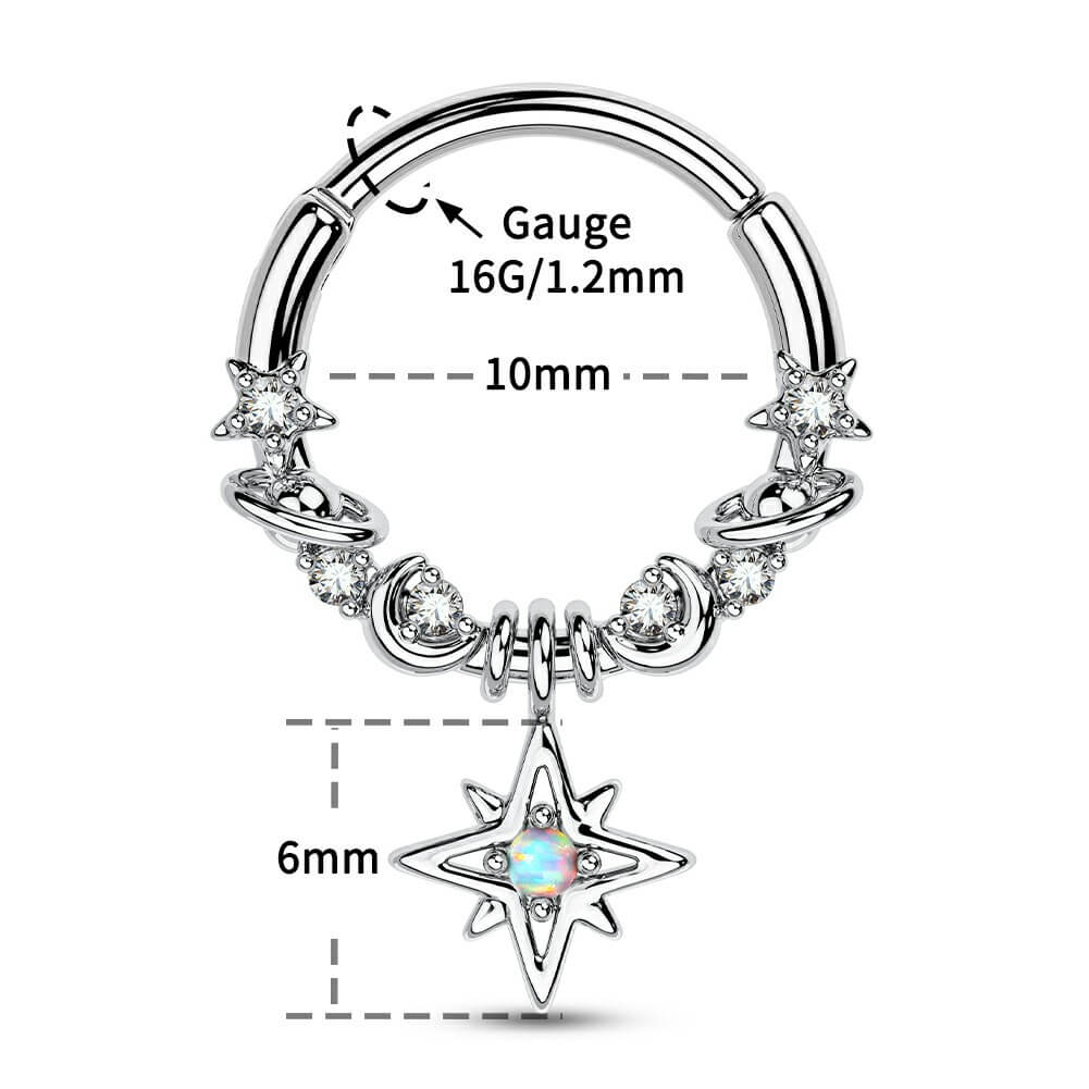 Star Dangle Hoop Ring Nose Piercing - AKAK BODYJEWELRY - ear - tunnel