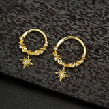 Star Dangle Hoop Ring Nose Piercing - AKAK BODYJEWELRY - ear - tunnel