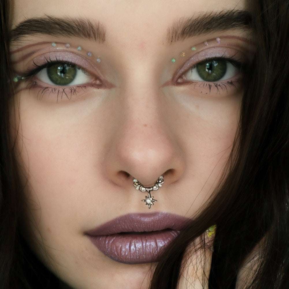 Star Dangle Hoop Ring Nose Piercing - AKAK BODYJEWELRY - ear - tunnel