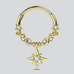 Star Dangle Hoop Ring Nose Piercing - AKAK BODYJEWELRY - ear - tunnel