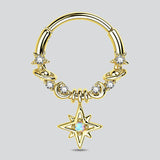 Star Dangle Hoop Ring Nose Piercing - AKAK BODYJEWELRY - ear - tunnel