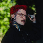 Tungsten Steel Black Zircon Stars Shining Ear Gauge Tunnel(2pcs) - AKAK BODYJEWELRY - ear - tunnel