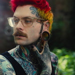 Tungsten Steel Black Zircon Stars Shining Ear Gauge Tunnel(2pcs) - AKAK BODYJEWELRY - ear - tunnel