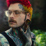 Tungsten Steel Black Zircon Stars Shining Ear Gauge Tunnel(2pcs) - AKAK BODYJEWELRY - ear - tunnel