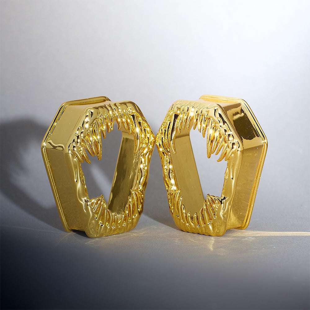 Tungsten Steel Coffin Fang Ear Gauge Tunnel (2Pcs) - AKAK BODYJEWELRY - ear - tunnel