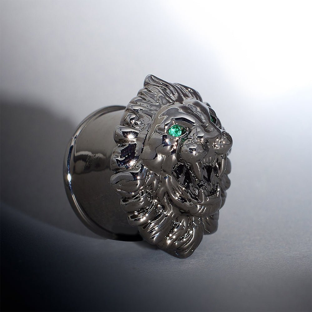 Tungsten Steel Moissanite Emerald Roar Plugs(2Pcs) - AKAK BODYJEWELRY - ear - tunnel