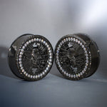 Tungsten Steel Moissanite Hell's Timekeeper Skull Ear Gauge Plugs(2Pcs) - AKAK BODYJEWELRY - ear - tunnel