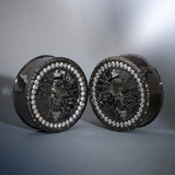 Tungsten Steel Moissanite Hell's Timekeeper Skull Ear Gauge Plugs(2Pcs) - AKAK BODYJEWELRY - ear - tunnel
