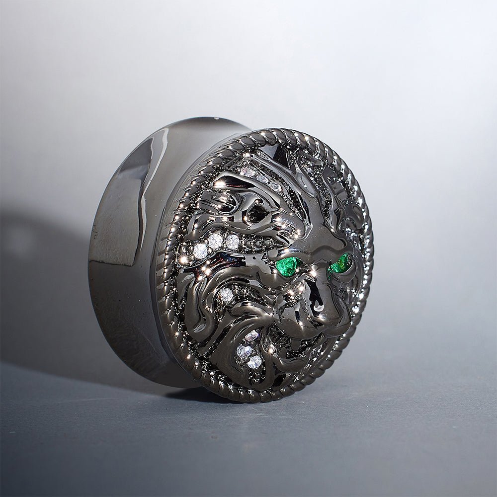 Tungsten Steel Moissanite Mane Lion Plugs(2Pcs) - AKAK BODYJEWELRY - ear - tunnel