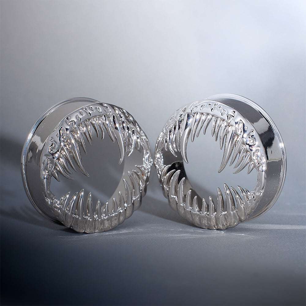 Tungsten Steel Venomous Maw Ear Gauge Tunnel(2Pcs) - AKAK BODYJEWELRY - ear - tunnel