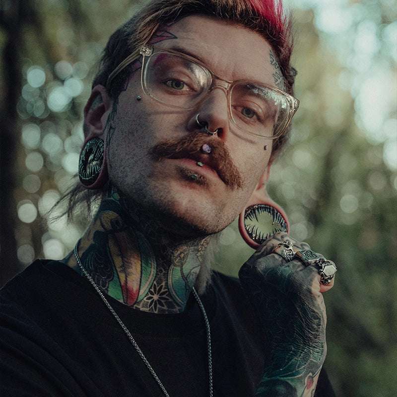 Tungsten Steel Venomous Maw Ear Gauge Tunnel(2Pcs) - AKAK BODYJEWELRY - ear - tunnel