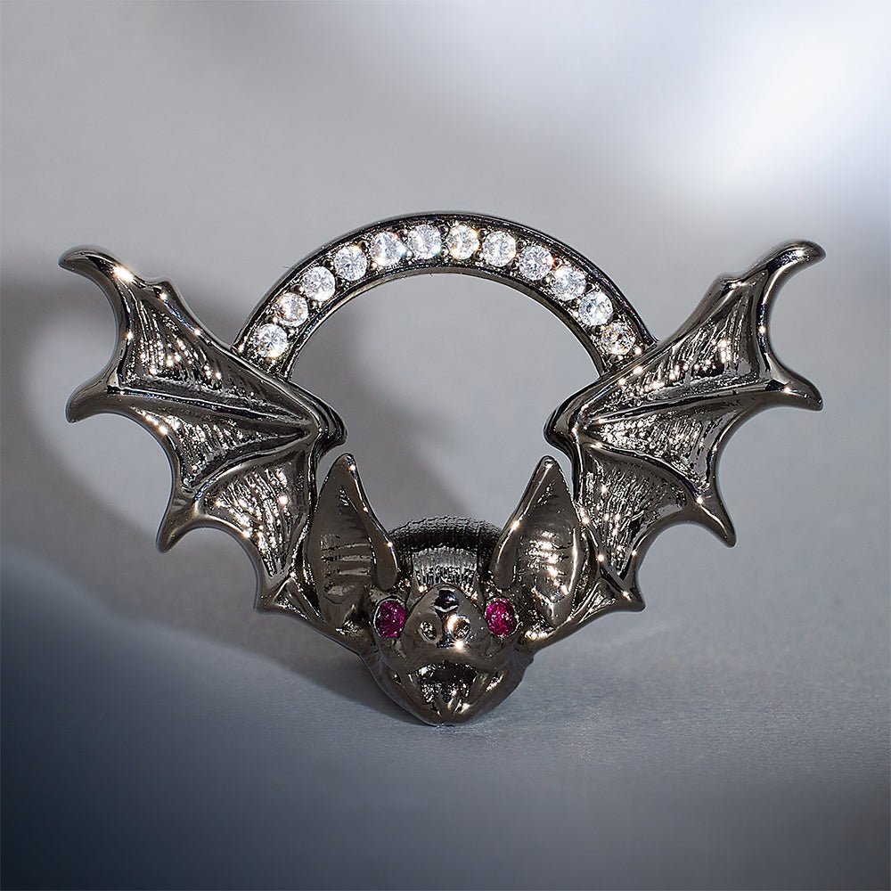 Tungsten Steel Zircon Bloodthirsty Bat Ear Gauge Tunnel(2Pcs) - AKAK BODYJEWELRY - ear - tunnel
