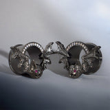 Tungsten Steel Zircon Bloodthirsty Bat Ear Gauge Tunnel(2Pcs) - AKAK BODYJEWELRY - ear - tunnel