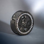 Tungsten Steel Zircon Hell's Timekeeper Skull Ear Gauge Plugs(2Pcs) - AKAK BODYJEWELRY - ear - tunnel