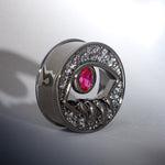 Tungsten Steel Zircon Infernal Vision Eye Ear Gauge Tunnel(2Pcs) - AKAK BODYJEWELRY - ear - tunnel