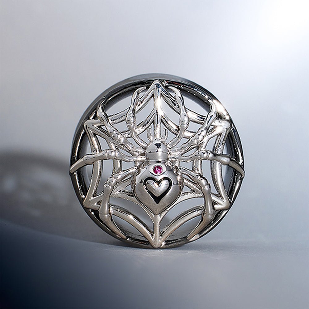 Tungsten Steel Zircon Widow Web Ear Gauge Tunnel(2Pcs) - AKAK BODYJEWELRY - ear - tunnel