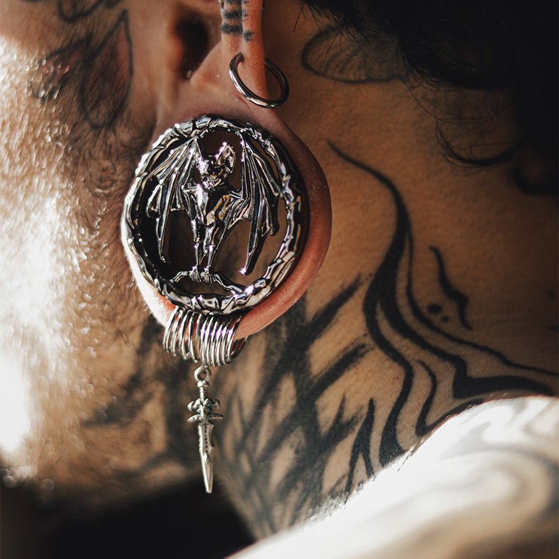 Vampire Guardian Tungsten Steel Ear Gauge Tunnel (2Pcs) - AKAK BODYJEWELRY - ear - tunnel