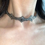 Vintage Distressed Demon Eye Gothic Choker - AKAK BODYJEWELRY - ear - tunnel