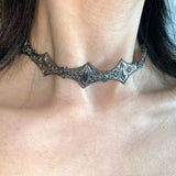 Vintage Distressed Demon Eye Gothic Choker - AKAK BODYJEWELRY - ear - tunnel