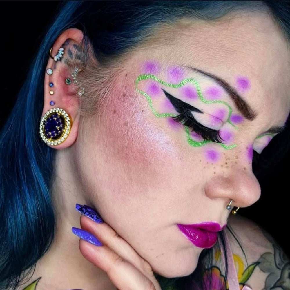 Violet Crown 14K Moissanite Ear Gauge Tunnel (2Pcs) - AKAK BODYJEWELRY - ear - tunnel