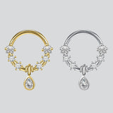 Water Drop Dangle Hoop Ring Nose Piercing - AKAK BODYJEWELRY - ear - tunnel