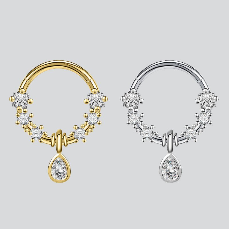 Water Drop Dangle Hoop Ring Nose Piercing - AKAK BODYJEWELRY - ear - tunnel