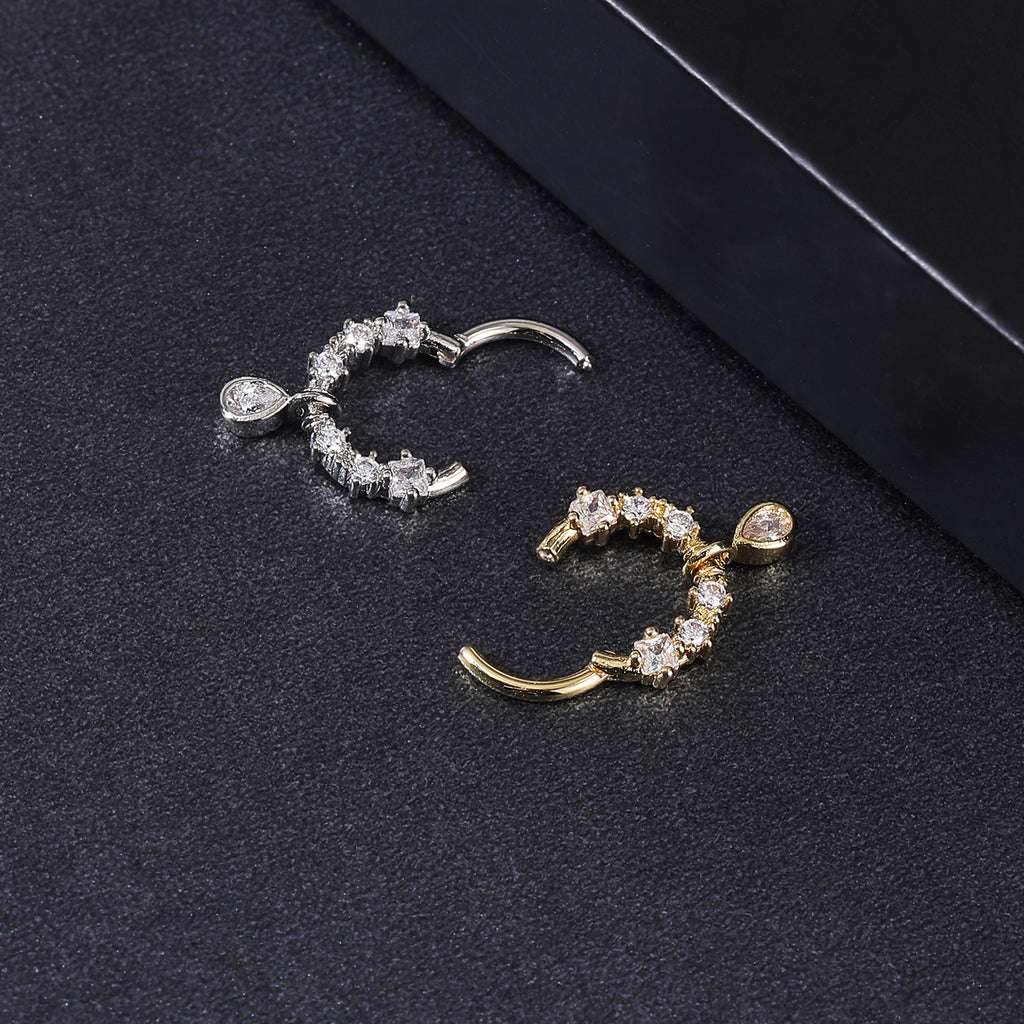 Water Drop Dangle Hoop Ring Nose Piercing - AKAK BODYJEWELRY - ear - tunnel