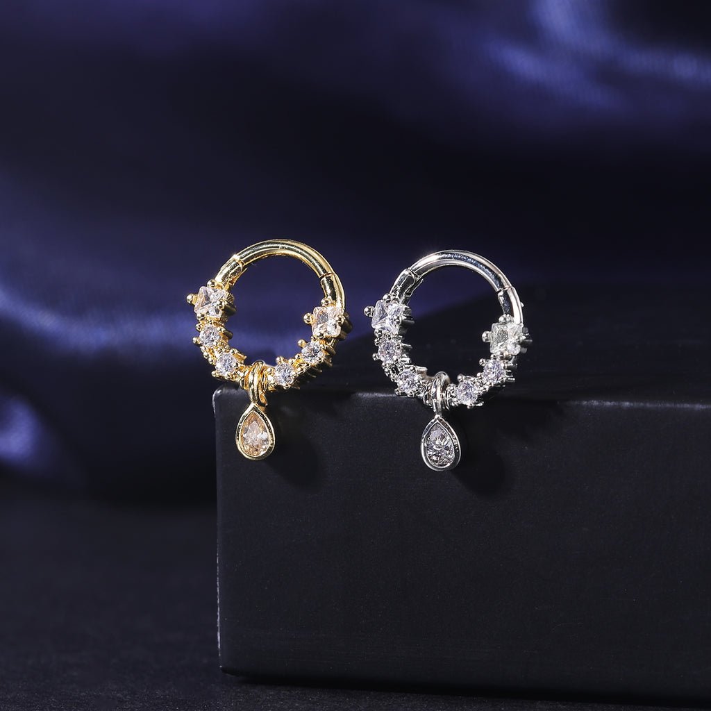Water Drop Dangle Hoop Ring Nose Piercing - AKAK BODYJEWELRY - ear - tunnel
