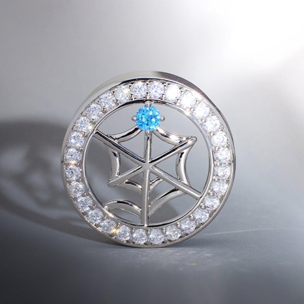 Web Blue Stone Moissanite 14K Ear Gauge Tunnel (2Pcs) - AKAK BODYJEWELRY - ear - tunnel