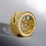 Web Blue Stone Moissanite 14K Ear Gauge Tunnel (2Pcs) - AKAK BODYJEWELRY - ear - tunnel