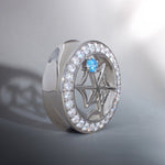 Web Blue Stone Moissanite 14K Ear Gauge Tunnel (2Pcs) - AKAK BODYJEWELRY - ear - tunnel