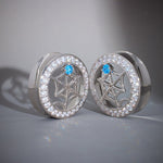 Web Blue Stone Zircon 14K Ear Gauge Tunnel (2Pcs) - AKAK BODYJEWELRY - ear - tunnel