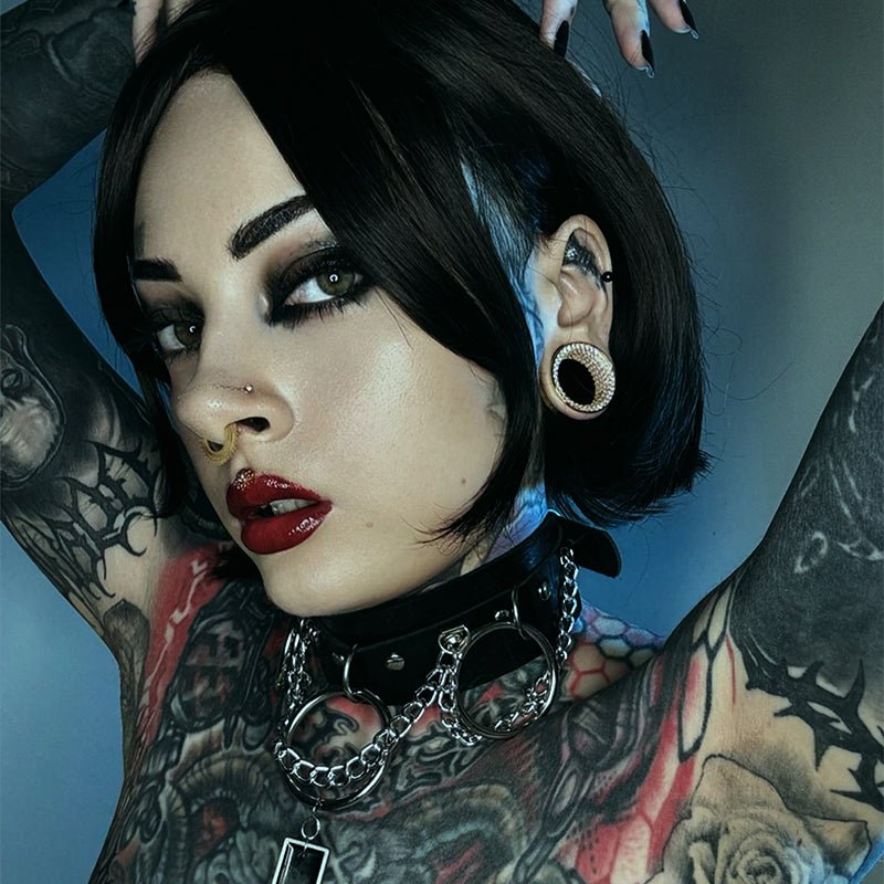 Yellow Moissanite 14K Gold Stars Shining Tunnel(2Pcs) - AKAK BODYJEWELRY - ear - tunnel