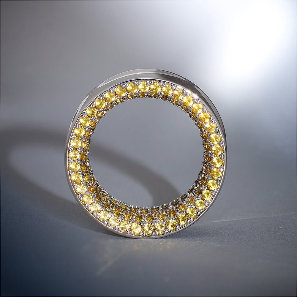 Yellow Moissanite 8K Stars Shining Tunnel (2Pcs) - AKAK BODYJEWELRY - ear - tunnel