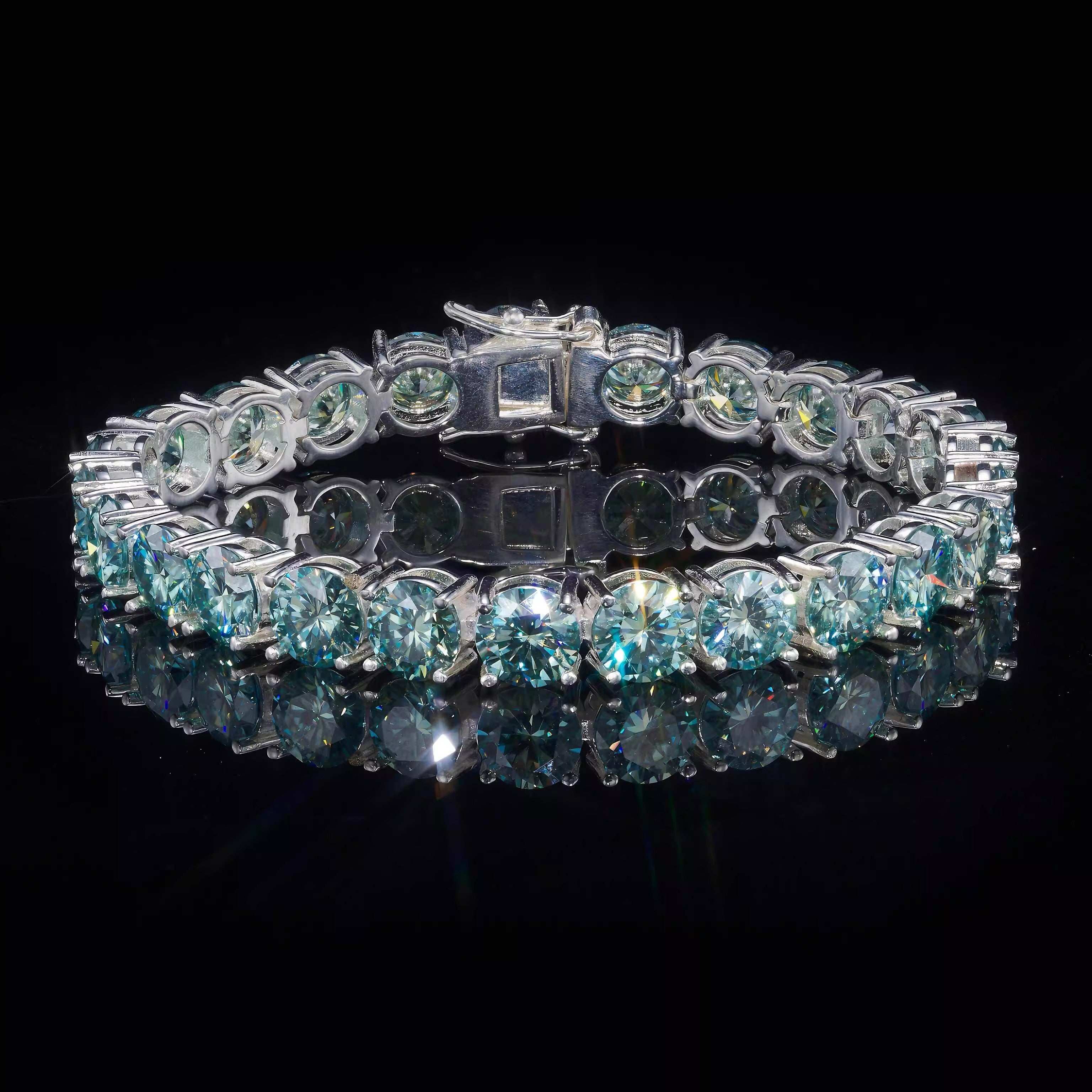 S925 Silver lake Green Moissanite Tennis Bracelet