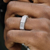 S925 Silver Iced-Out Moissanite Octagon Ring