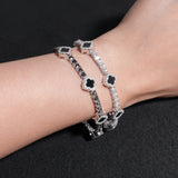 S925 Silver Moissanite Clover Bracelet