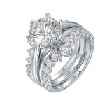 S925 Silver 3 Carat Moissanite Stacking Princess Ring