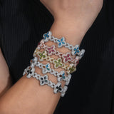 S925 Silver Multicolor Moissanite Clover Bracelet