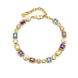 Colorful Zircon & Shell Bead Bracelet