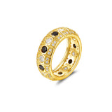S925 Silver Black & White Moissanite Ring
